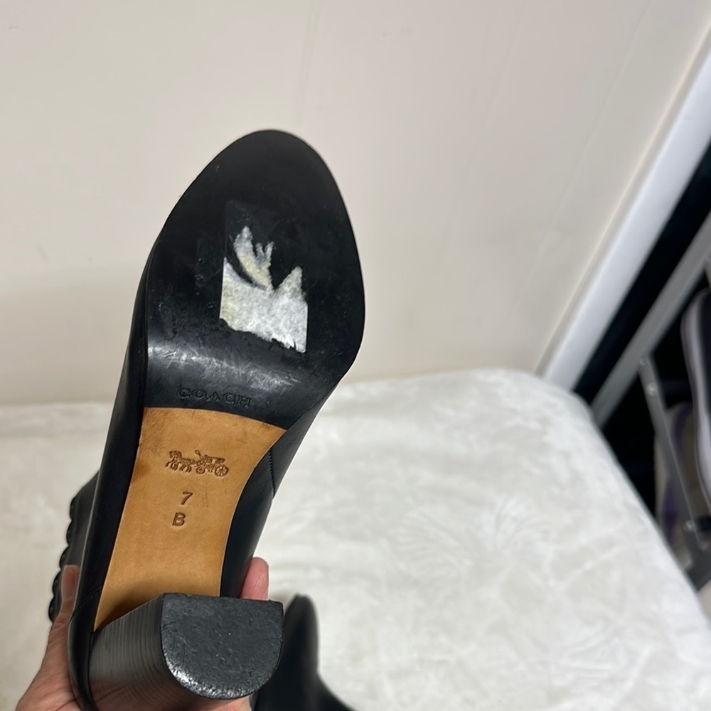 Coach Black Ankle Booties with Scalloped Trim - Picture 2 of 14